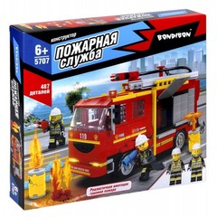 Конструктор Bondibon, Пожарная Служба, Пожарная машина, 487 дет., BOX