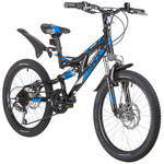 Велосипед NOVATRACK 20" SHARK чёрный, сталь, 6-скор, Microshift/Power, диск.тормоз STG