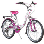 Велосипед NOVATRACK 20", ANGEL, белый, алюм., 6-скор, TY21/RS35/SG-6SI, V-brake