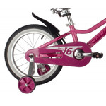 Велосипед NOVATRACK 16" NOVARA алюм., розовый, пер.руч., зад.нож. тормоз, короткие крылья, полная за