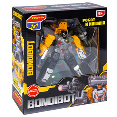 Трансформер робот-строительная техника, 2в1 BONDIBOT Bondibon, бульдозер, цвет жёлтый, ВОХ 23,5х26,5х8 см.
