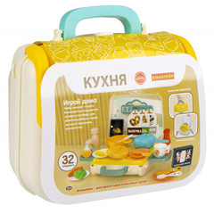 Набор игровой "Кухня" в чемоданчике с ручкой и ремешком через плечо ,22х20х8,5см, 32 предм., Bondibon, арт. 8100.