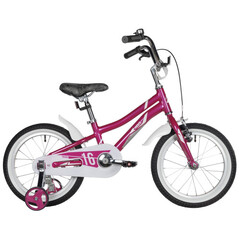 Велосипед NOVATRACK 16" NOVARA алюм., фуксия, пер.руч., зад.нож. тормоз, короткие крылья, полная защ