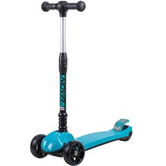 Самокат-кикборд Novatrack RainBow, подростковый, складной, широкие свет.колеса PU 120*90,ватер стикер, бирюзовый