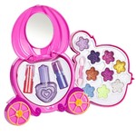 Набор детской декорат. косметики Bondibon Eva Moda, BOX 27,5х23х5,8 см, косметичка-карета 2-уровневая с зеркальцем, тенями для век с блёстками (9 оттенков; 6,3г), аппликатором, помадами (2цвета; 1,6г) и лаком для ногтей (8г), арт.10258H2.