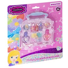 Набор детской декор., косметики Bondibon Eva Moda, CRD 33х25,5х15 см; косметичка-сумочка; помада -3шт.(2,4г) / лак для ногтей -2шт.(11мл) / блеск для губ-2шт.(4г) / тени для век -4шт.(5,2г) / аппликатор -1шт. / кисть -1шт.,арт.J-1054.