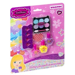 Набор детской декор., косметики Bondibon Eva Moda, CRD 19х1,8х26 см; тени для век -6шт.(4,8г) / лак для ногтей -3шт.(19,5мл)/ разделитель для ногтей -1шт. / аппликатор -1шт. / пилочка для ногтей -1шт.,арт.J-601.