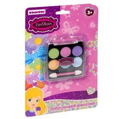 Набор детской декор., косметики Bondibon Eva Moda, CRD 10х2,5х20 см; тени для век -6шт. (4,8г)/ аппликатор -1шт.,арт.J-302.